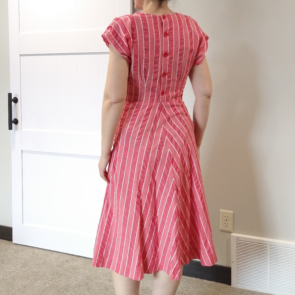 1940's 1950's Mode O Day Striped Seersucker Dress - image 7
